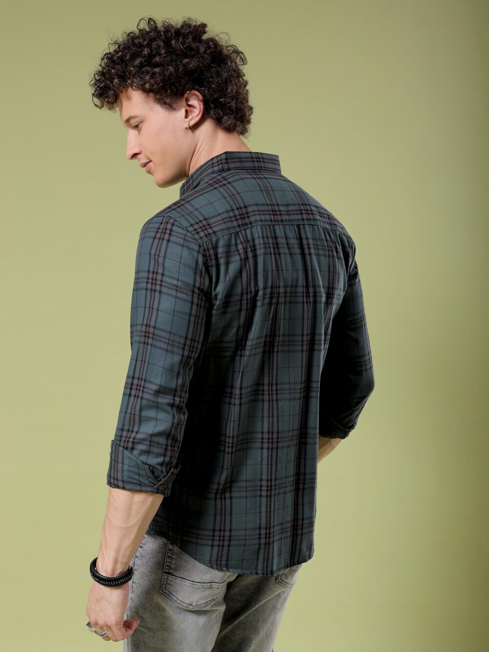 The Indian Garage Co Men's Slim Fit Shirt (0923-SHCHYD-17-01_Green - Image 2