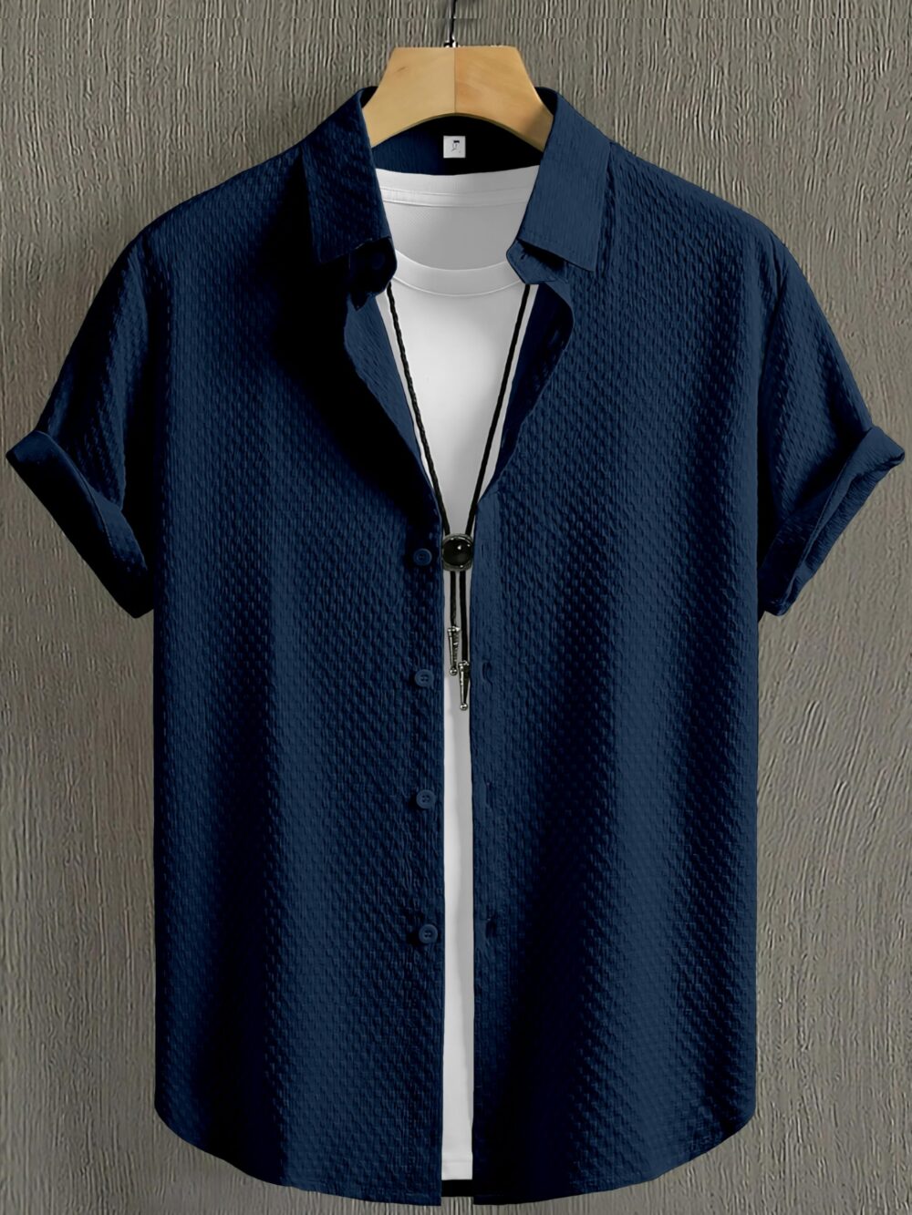 WEBRIC Men's Regular Fit Solid Soft Touch Cotton Blend Casual Shirt Design with Spread Collar & Half Sleeves Navy Blue - Image 6