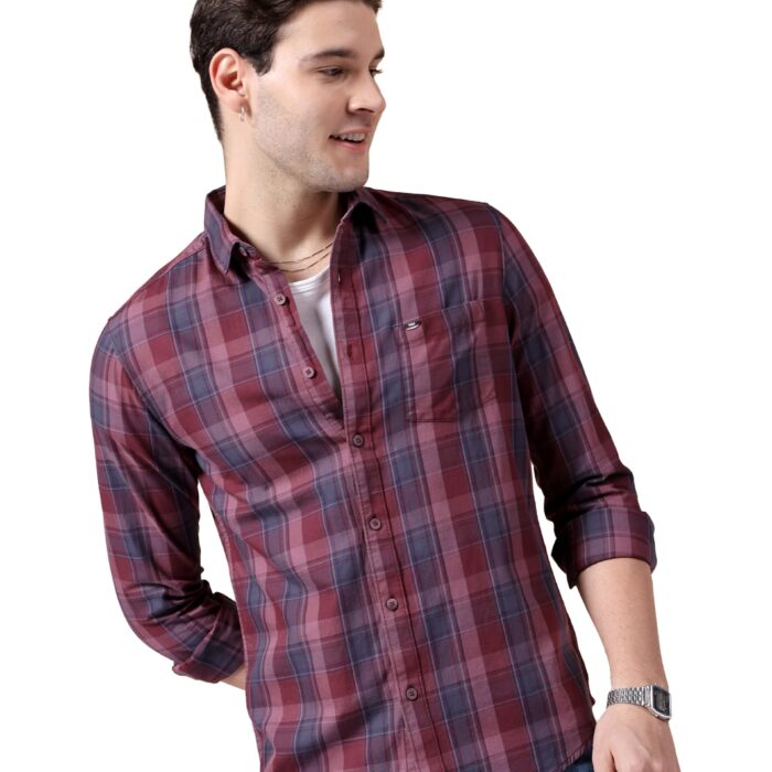 The Indian Garage Co Men's Slim Fit Shirt (0923-SHCHYD-01-01_Maroon