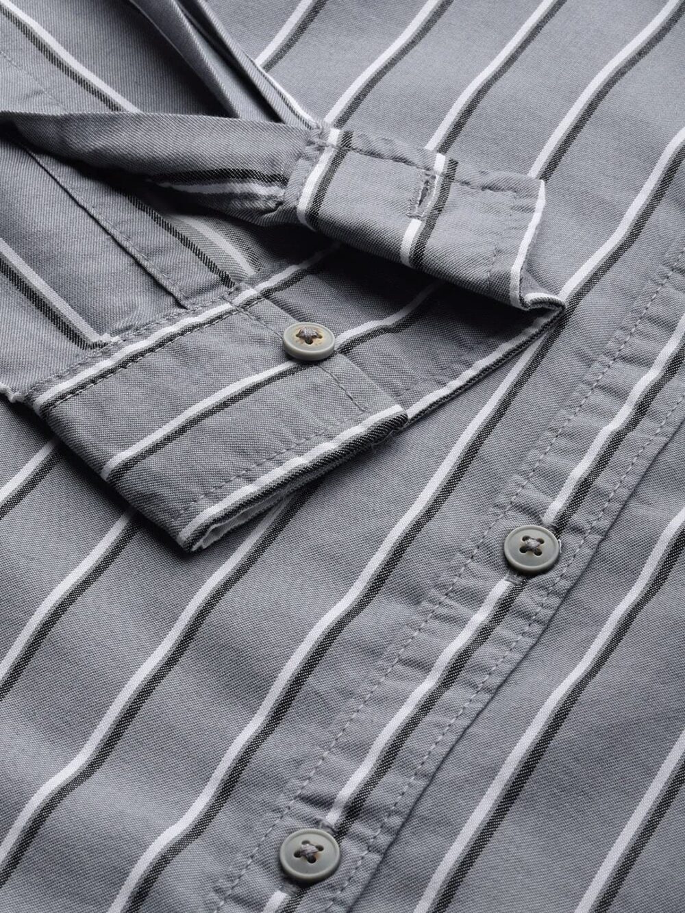 The Indian Garage Co Men's Striped Slim Fit Shirt (1122-SHCSOXYD-05-02_Grey 2XL) - Image 4