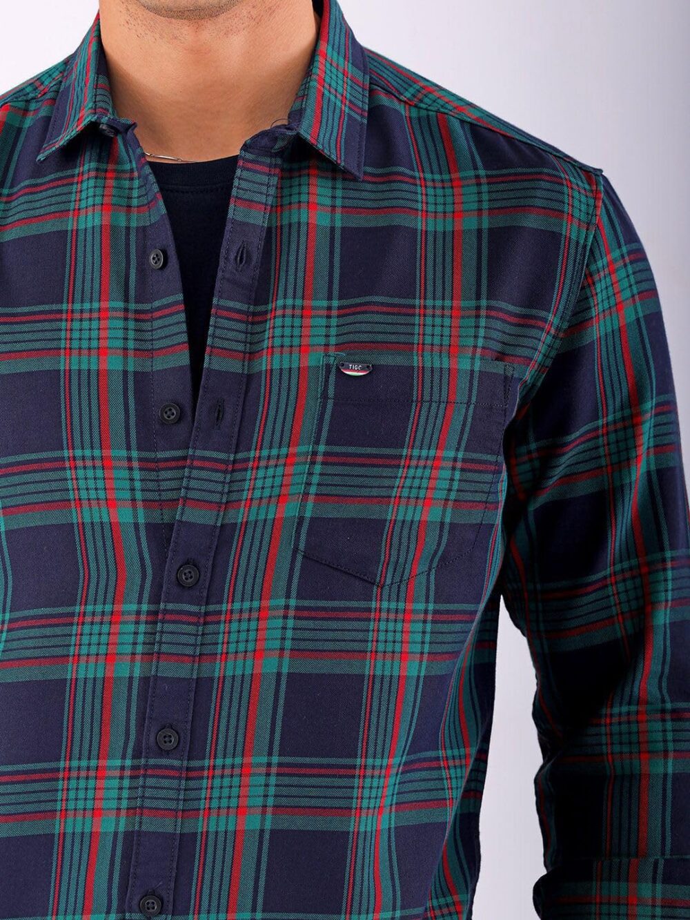 The Indian Garage Co Men Slim Fit Checked Casual Shirt (Green_L) - Image 5