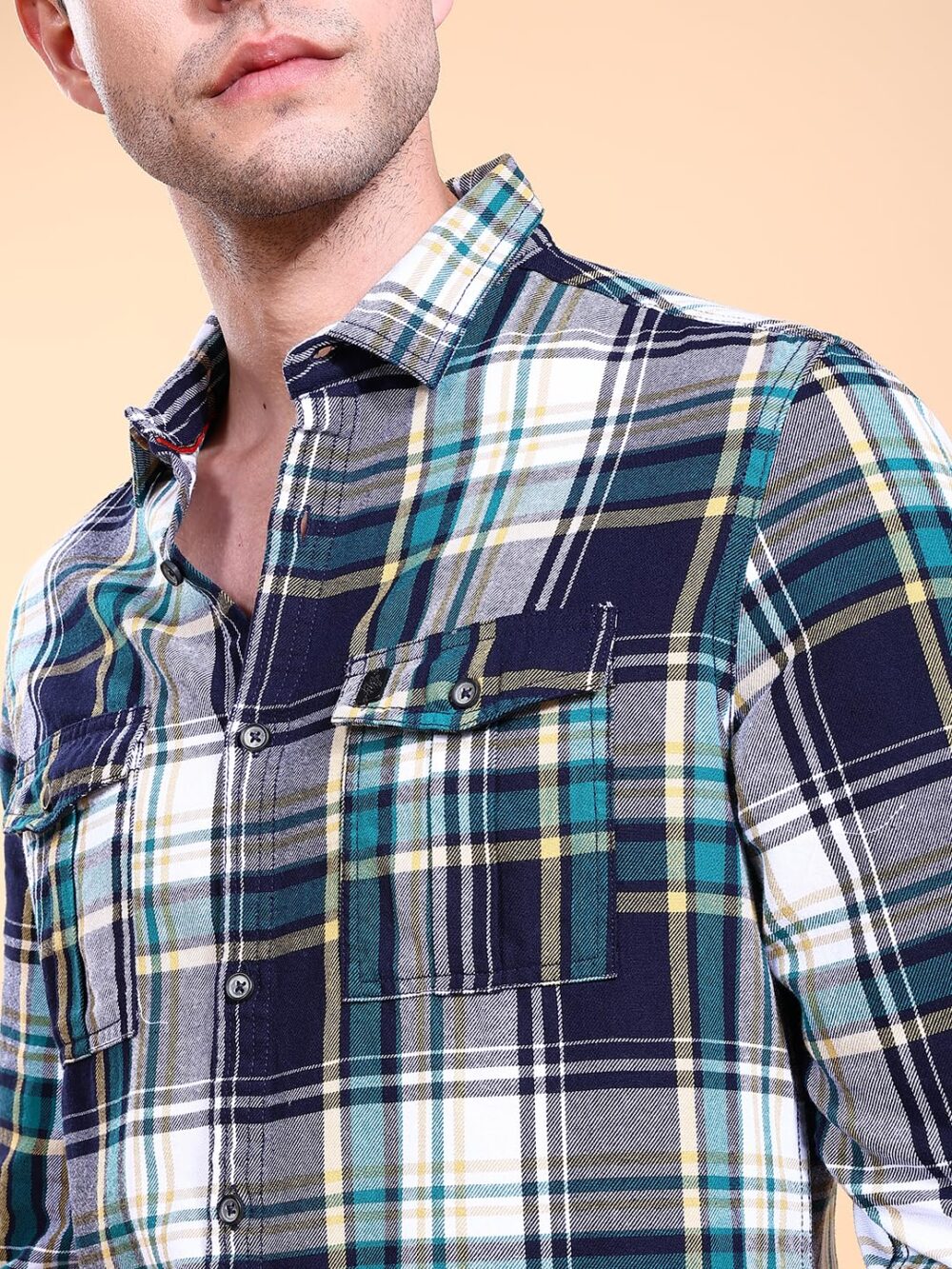 The Indian Garage Co Men's Checkered Regular Fit Shirt (0123-SHYDCH-41-02_Green M) - Image 5