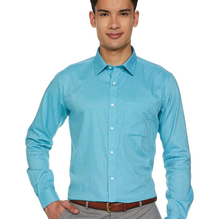 RAYMOND Men's Structure Slim Shirt (RMSX11663-P5_Medium Petrol M)