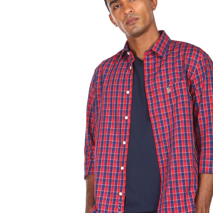 U.S. POLO ASSN. Men's Regular Button Down Shirt (USSHTO0743_Red XL)