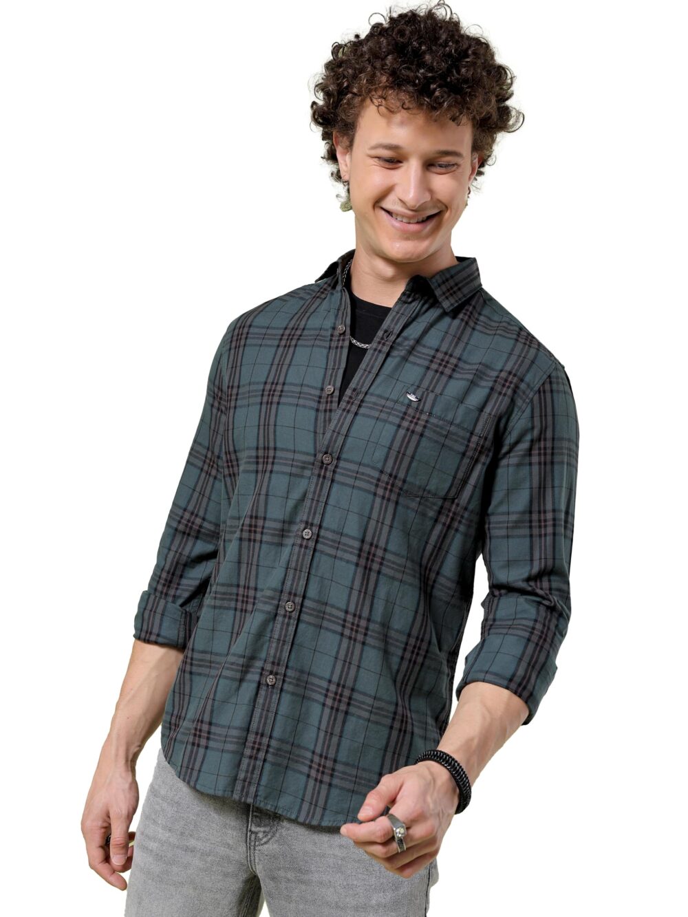 The Indian Garage Co Men's Slim Fit Shirt (0923-SHCHYD-17-01_Green