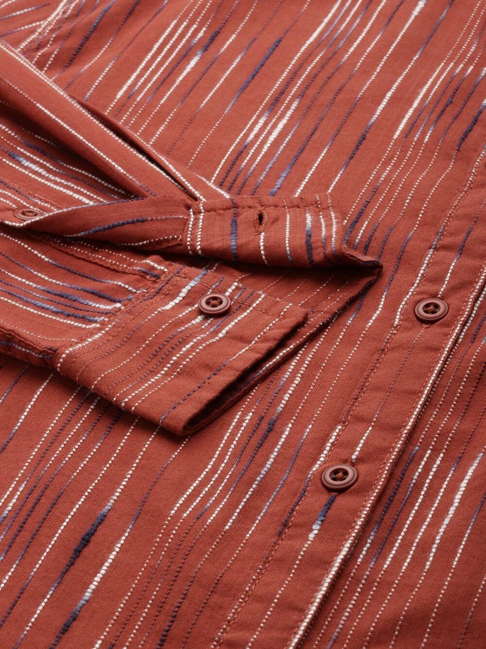 The Indian Garage Co Men Slim Fit Striped Casual Shirt (Rust_XL) - Image 5