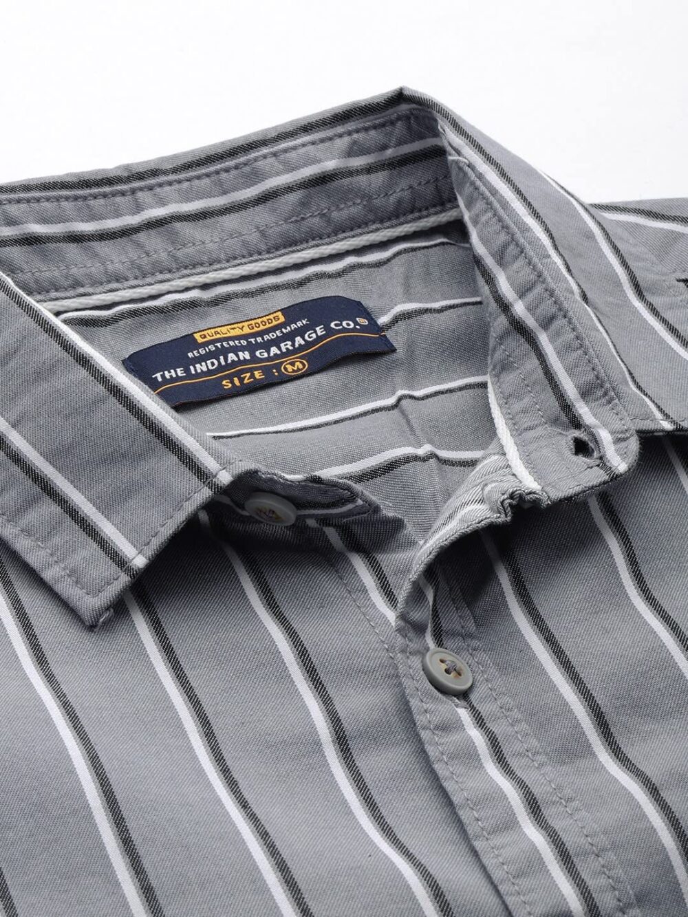 The Indian Garage Co Men's Striped Slim Fit Shirt (1122-SHCSOXYD-05-02_Grey 2XL) - Image 5