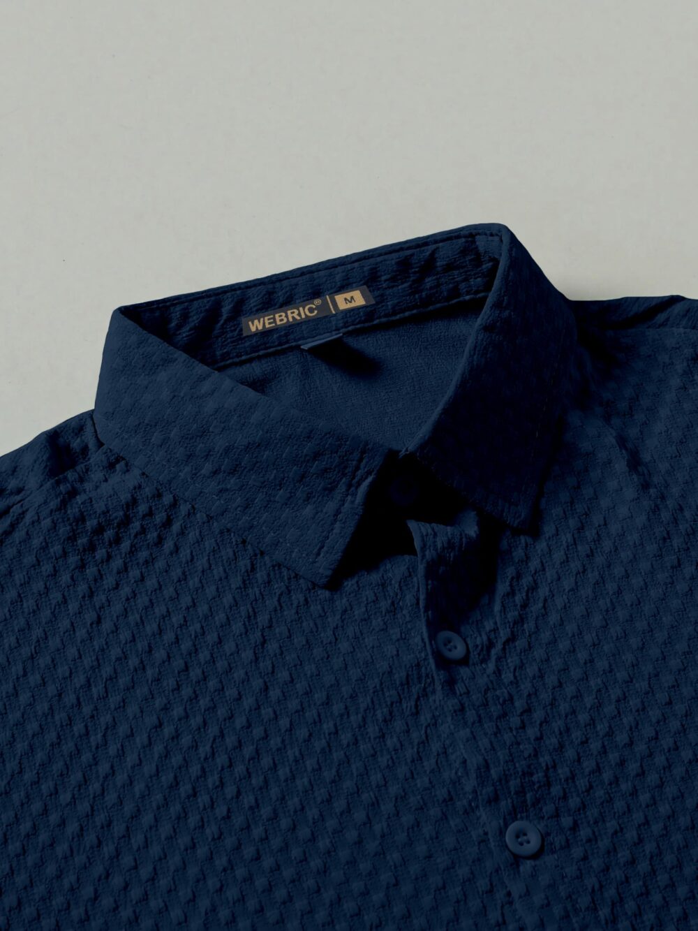 WEBRIC Men's Regular Fit Solid Soft Touch Cotton Blend Casual Shirt Design with Spread Collar & Half Sleeves Navy Blue - Image 4