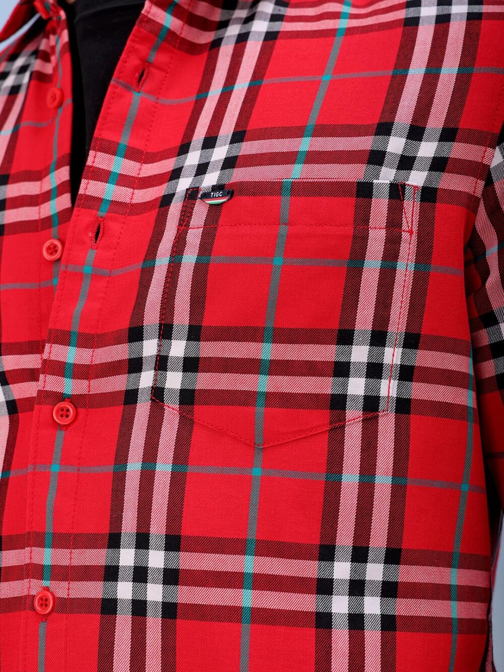 The Indian Garage Co Men's Cotton Slim Fit Shirt (1223-SHCHYD-05-01-Red-L_Red, Large - Image 4