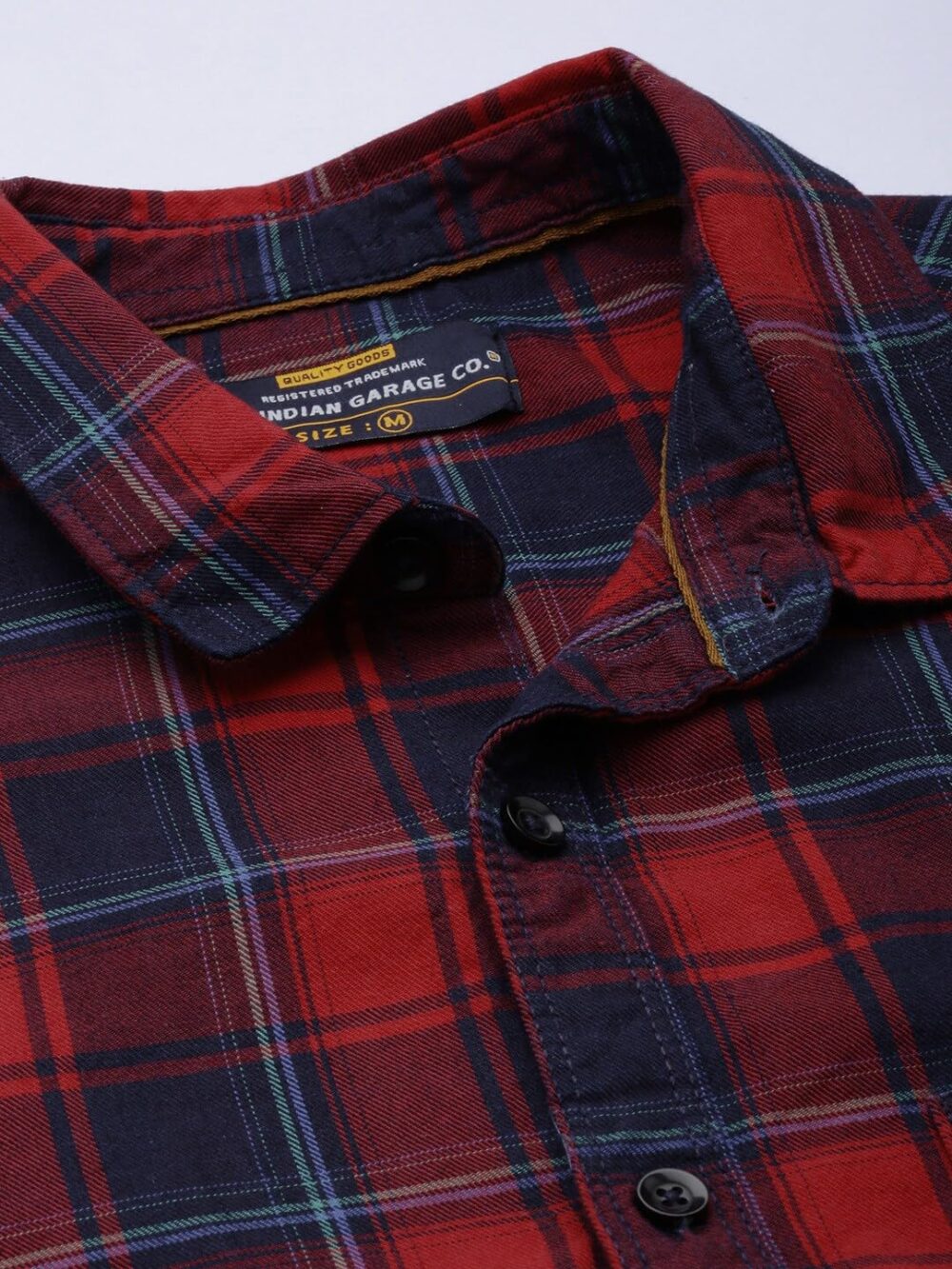 The Indian Garage Co Men's Checkered Slim Fit Shirt (1121-SH125-16_Red & Navy L) - Image 6