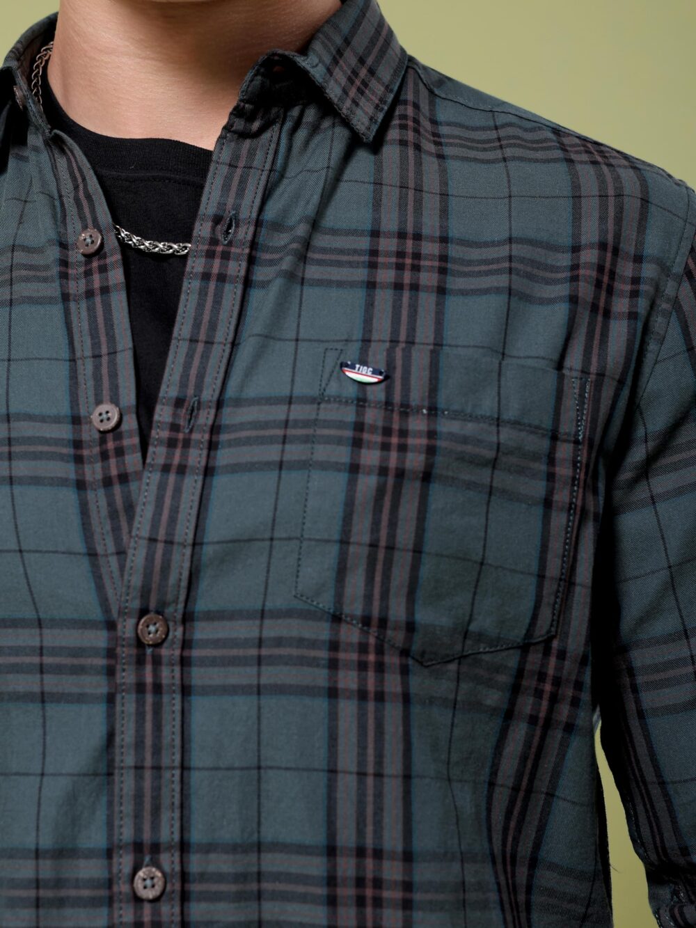The Indian Garage Co Men's Slim Fit Shirt (0923-SHCHYD-17-01_Green - Image 4
