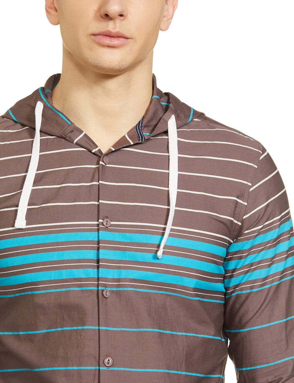 The Indian Garage Co Mens Grey Cotton Slim Fit Short Sleeve Striped Shirt - Image 4