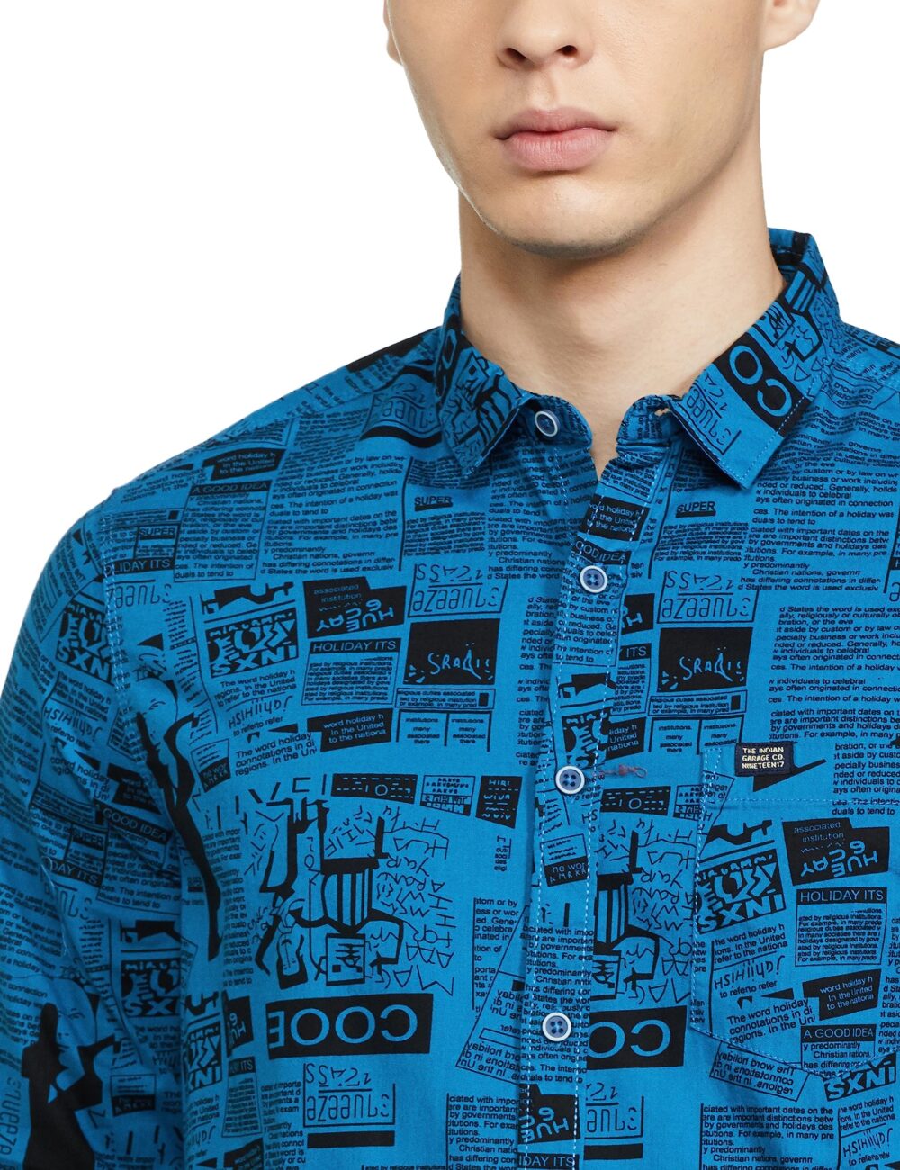 The Indian Garage Co Men's Slim Fit Shirt (0122-SH156-11_Blue L) - Image 3