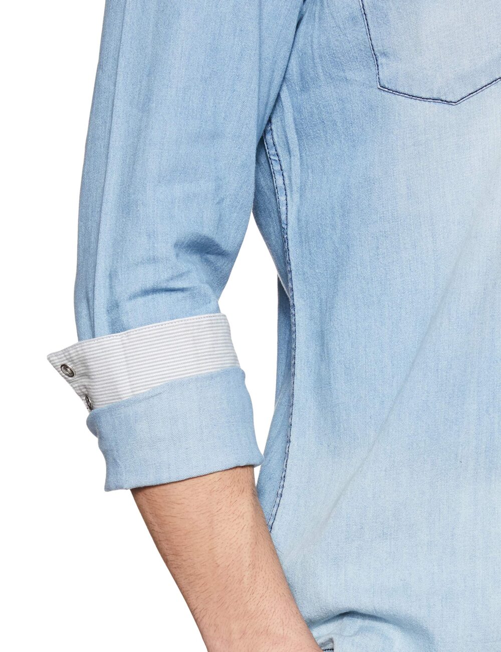 Amazon Brand - Symbol Men's Cotton Slim Fit Denim Shirt( INK-SH-103C_Blue 2_XL ) - Image 4