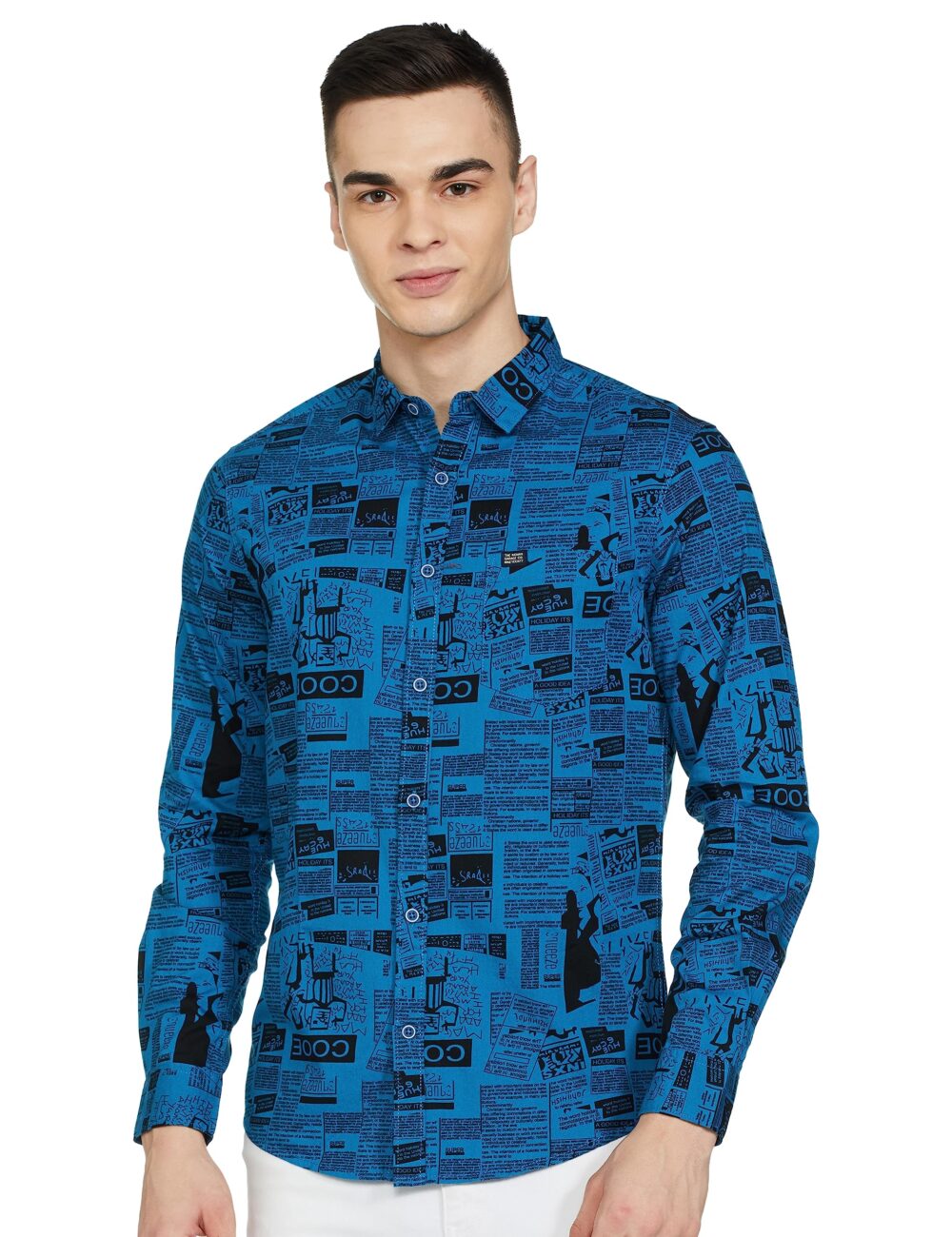 The Indian Garage Co Men's Slim Fit Shirt (0122-SH156-11_Blue L)