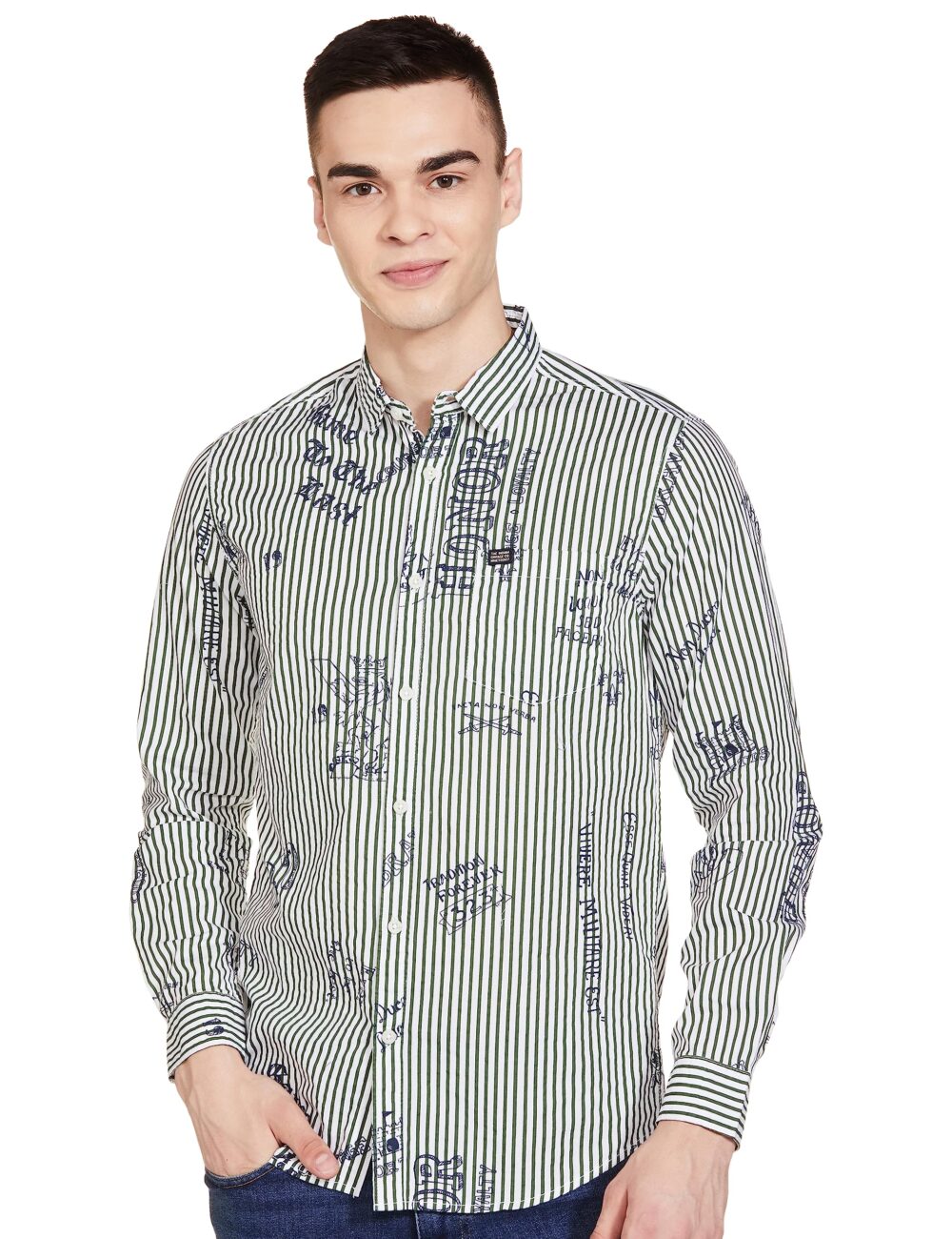 The Indian Garage Co Men's Cotton Regular Fit Striped Full Sleeves Spread Collar Casual Shirt - Image 2