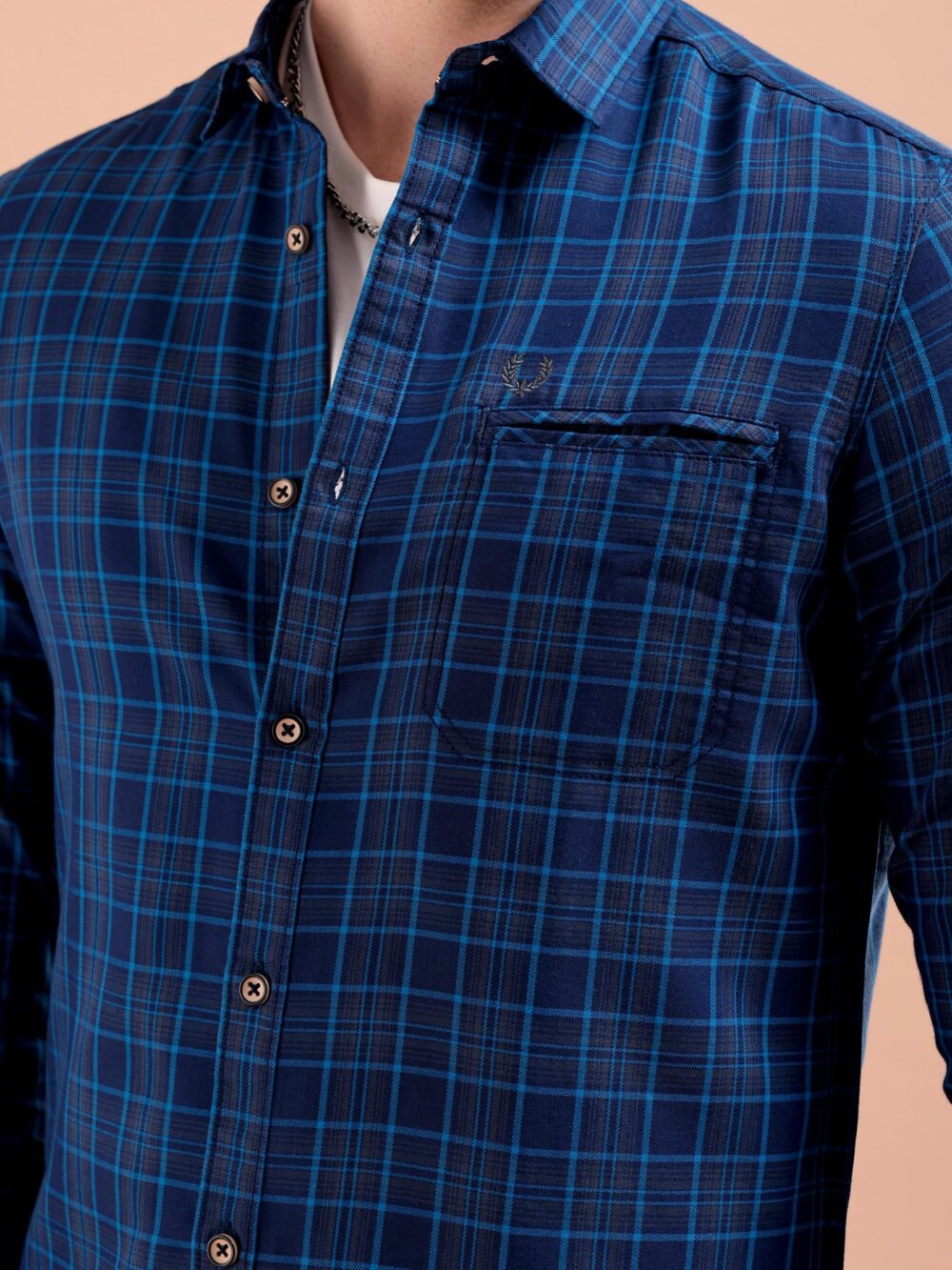 The Indian Garage Co Men's Slim Shirt (1119-SH26-05-Navy & Blue_Navy Extra Large) - Image 4