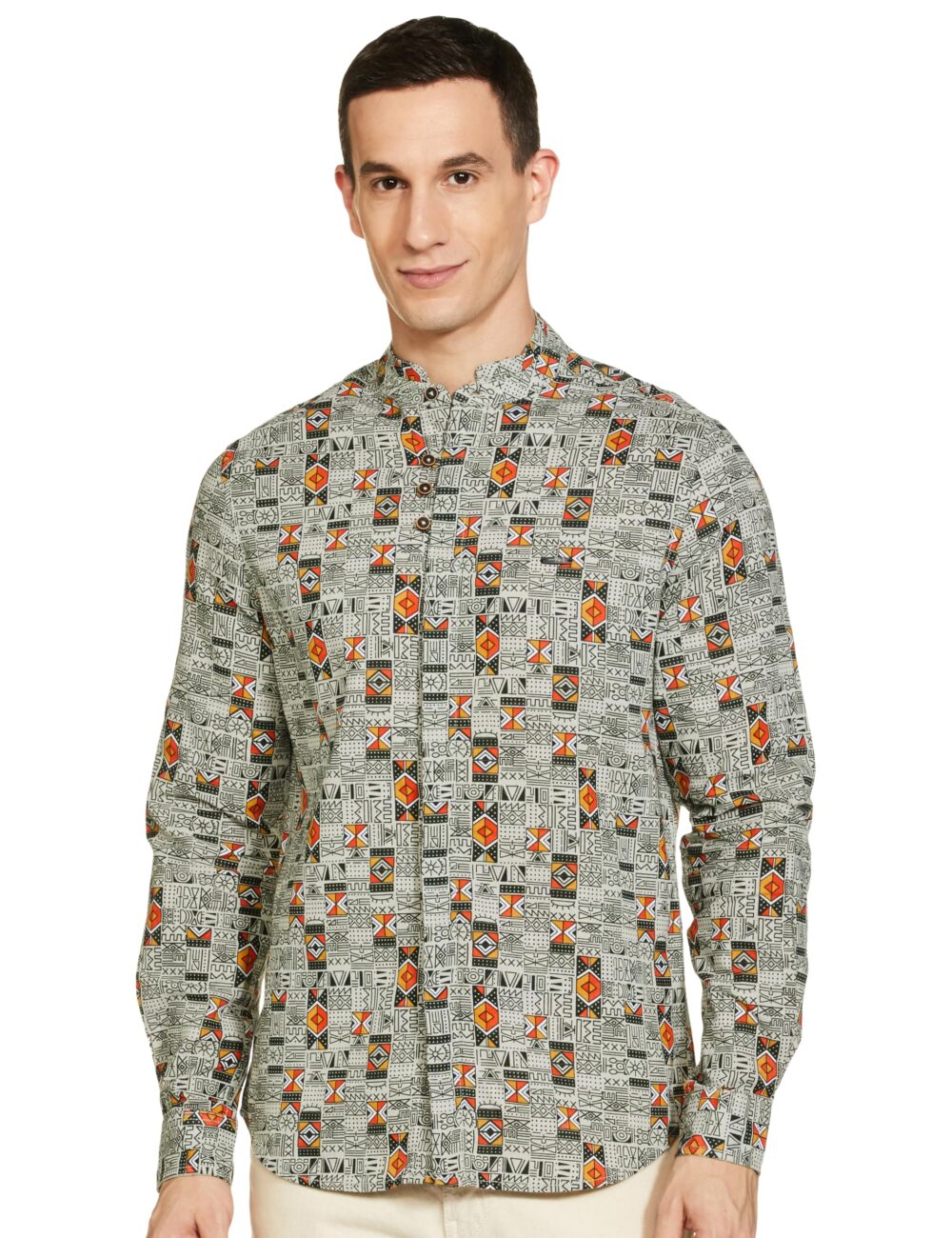 The Indian Garage Co Men's Slim Fit Shirt (0422-SHIN224-01_Green S)