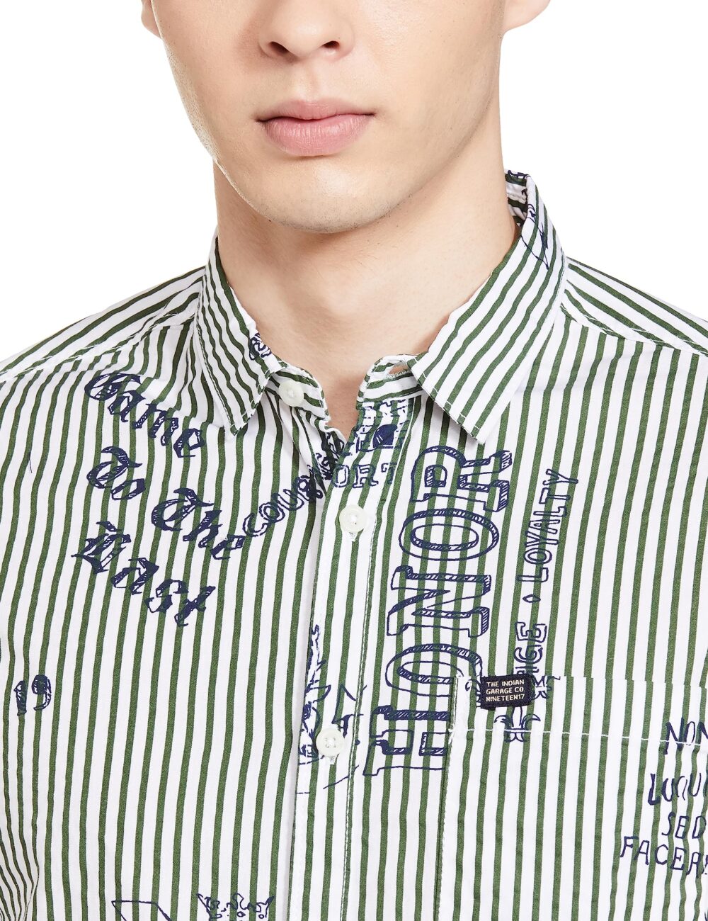 The Indian Garage Co Men's Cotton Regular Fit Striped Full Sleeves Spread Collar Casual Shirt - Image 4