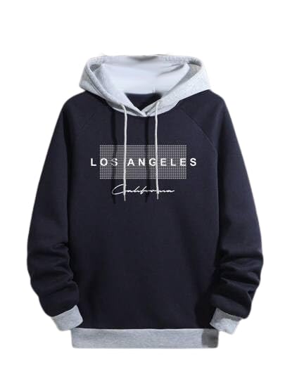 Trillion Men's Regular Fit Printed Polyester Blend Hoodie | Sweatshirt for Men (Navy:Grey, 2XL)