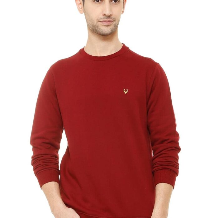 Allen Solly Men's Sweatshirt (ASSTORGPM88973XL_Maroon 19-1726 TCX)