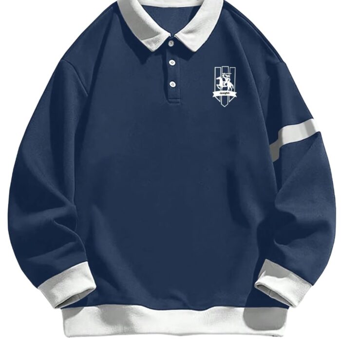 JVX Unisex-Adult Wool Blend Collared Neck Regular Fit Sweatshirt (MSS-04_Blue_Small)