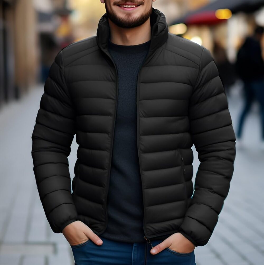 Ben Martin Men's Winter Wear Black Puffer Bomber Biker Regular Wear Casual Jacket For Men Size 40 - Image 2