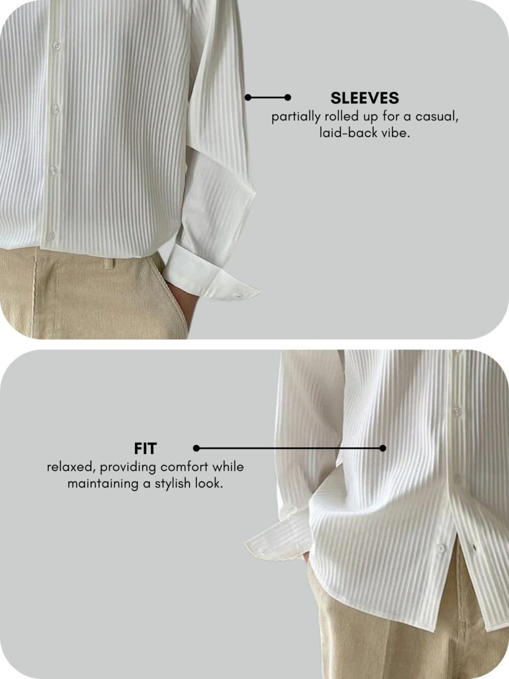GRECIILOOKS Shirt for Men | Man Stylish | Printed | Men's Regular Fit Mens Casual | Formal | Man's Solid Slim Fit | Half Sleeve | Summer Outdoor Activities | Textured White - Image 3