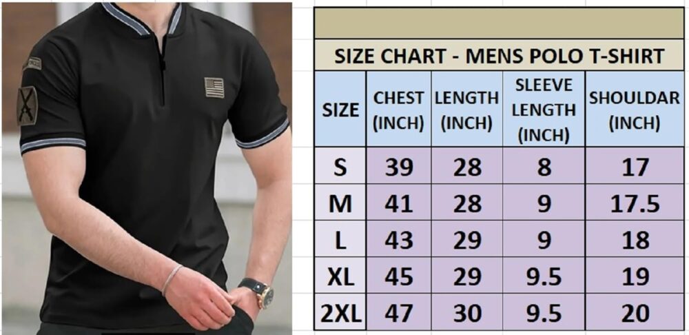 Lymio Mens Clothing Polyester Slim Fit Military Style Zipper T Shirt Olive Green (POLO-52-Olivegreen-L) - Image 4