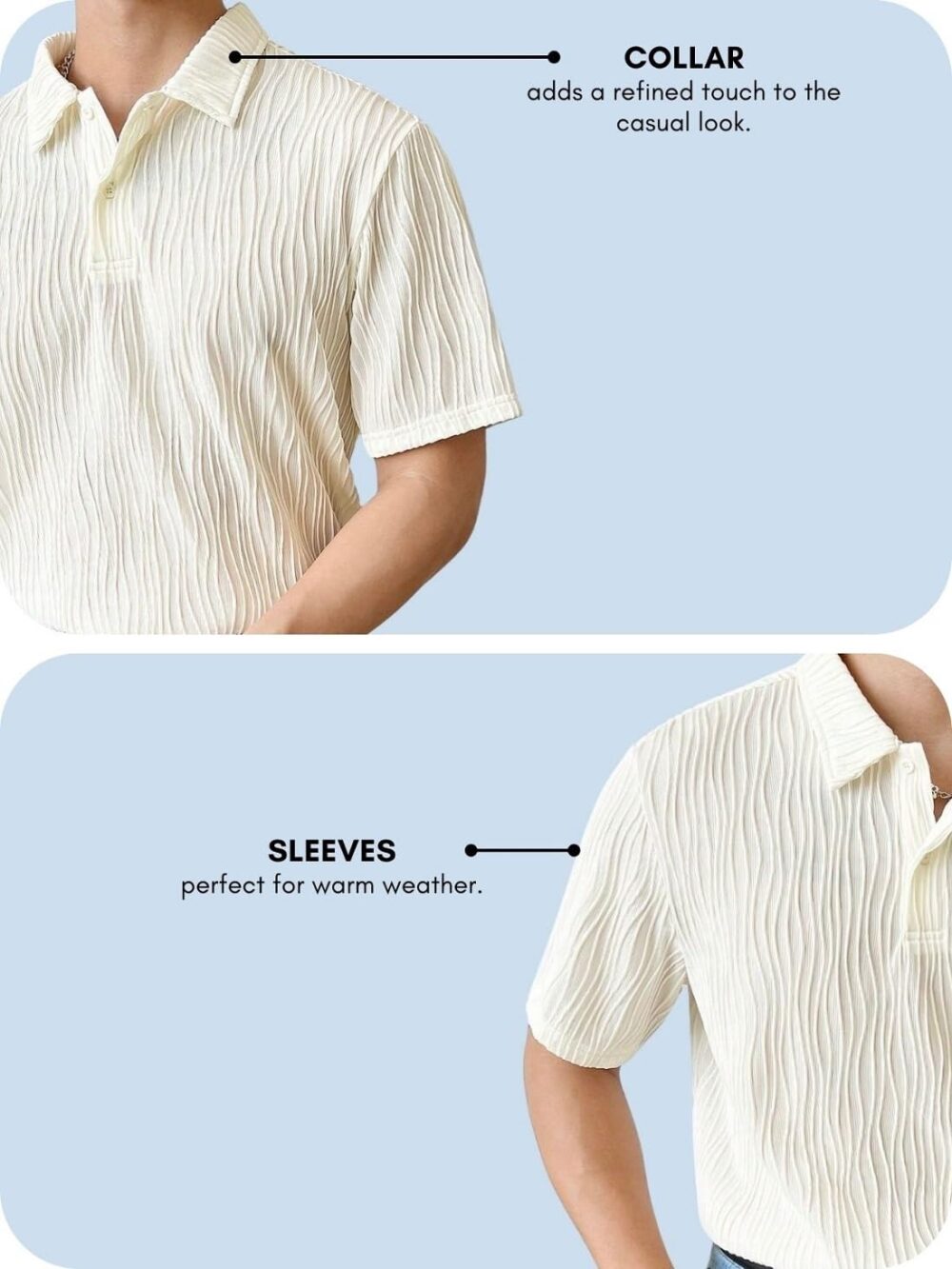 Leriya Fashion Cotton T-Shirt for Men – Soft Breathable Fabric | Regular Fit Half Sleeve Collar Tee for Summer Casual Wear White - Image 3