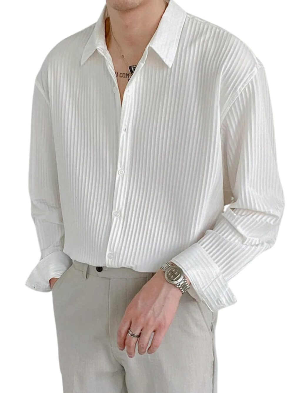 GRECIILOOKS Shirt for Men | Man Stylish | Printed | Men's Regular Fit Mens Casual | Formal | Man's Solid Slim Fit | Half Sleeve | Summer Outdoor Activities | Textured White