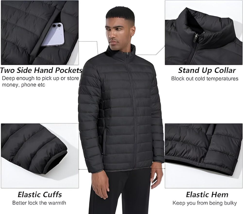 Ben Martin Men's Winter Wear Black Puffer Bomber Biker Regular Wear Casual Jacket For Men Size 40 - Image 5