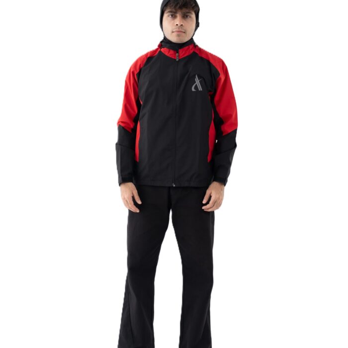 Aashi Men’s Winterwear Hooded Jacket | Lightweight Windcheater for Outdoor Sports, Travel & Daily Use | Water-Resistant & Stylish Full Sleeve Jacket (IN, Alpha, XL, Red-Black)