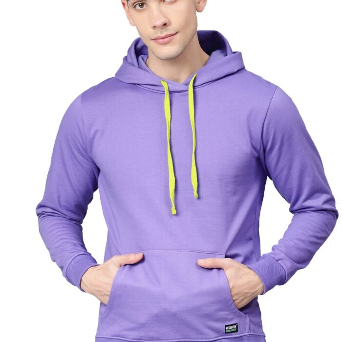 ANTIMATTER Men's Neon Fleeced Hooded Neck Overhead Hoodie (medium, Purple)