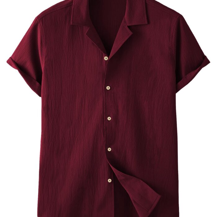 TAGDO Men's Regular Fit Casual Shirt (Popcorn-5171-Maroon-L)