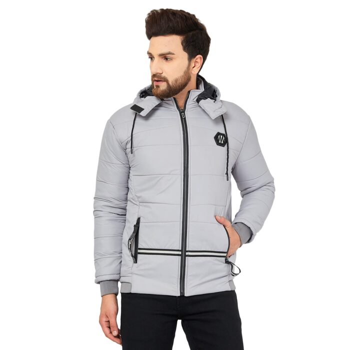 Ben Martin Men's winter bomber Nylon Standard Length Stylish biker Casual Jacket Grey - L