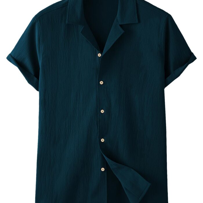 TAGDO® Men's Regular Fit Casual Shirt (Popcorn-5171-Teal-XL)