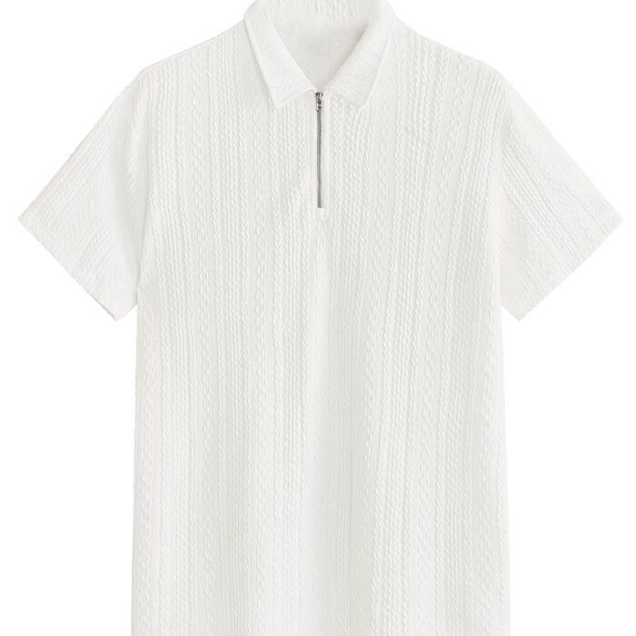 TAGDO® Men's Jacquard Chain Polo Shirt (RF-Chain-JQRD-2020-White-M)