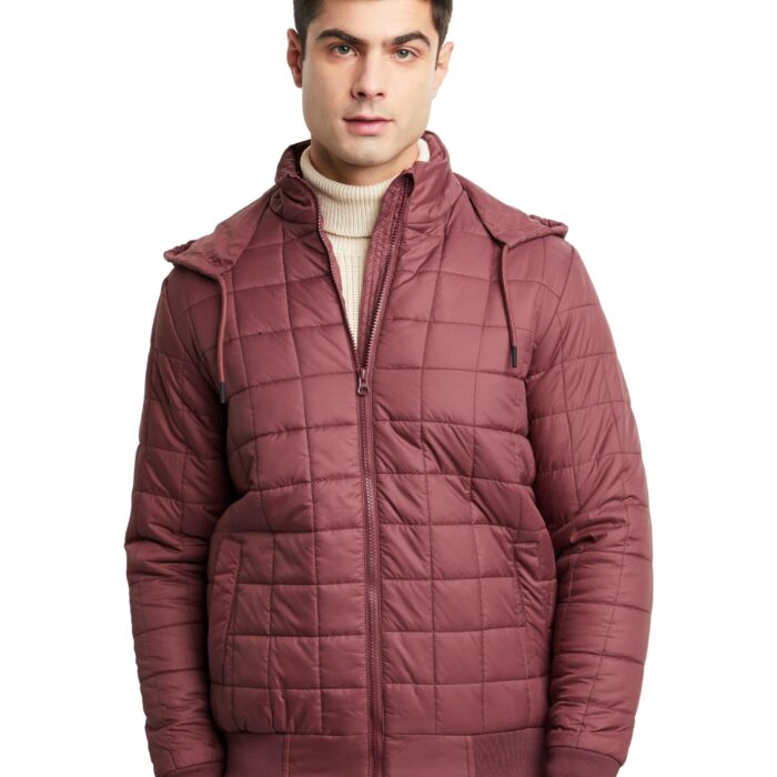 Amazon Brand - Symbol Mens Polyester Standard Length Quilted Jacket (Aw22-Sy-Qb-Jk-01_Wine_Xl)