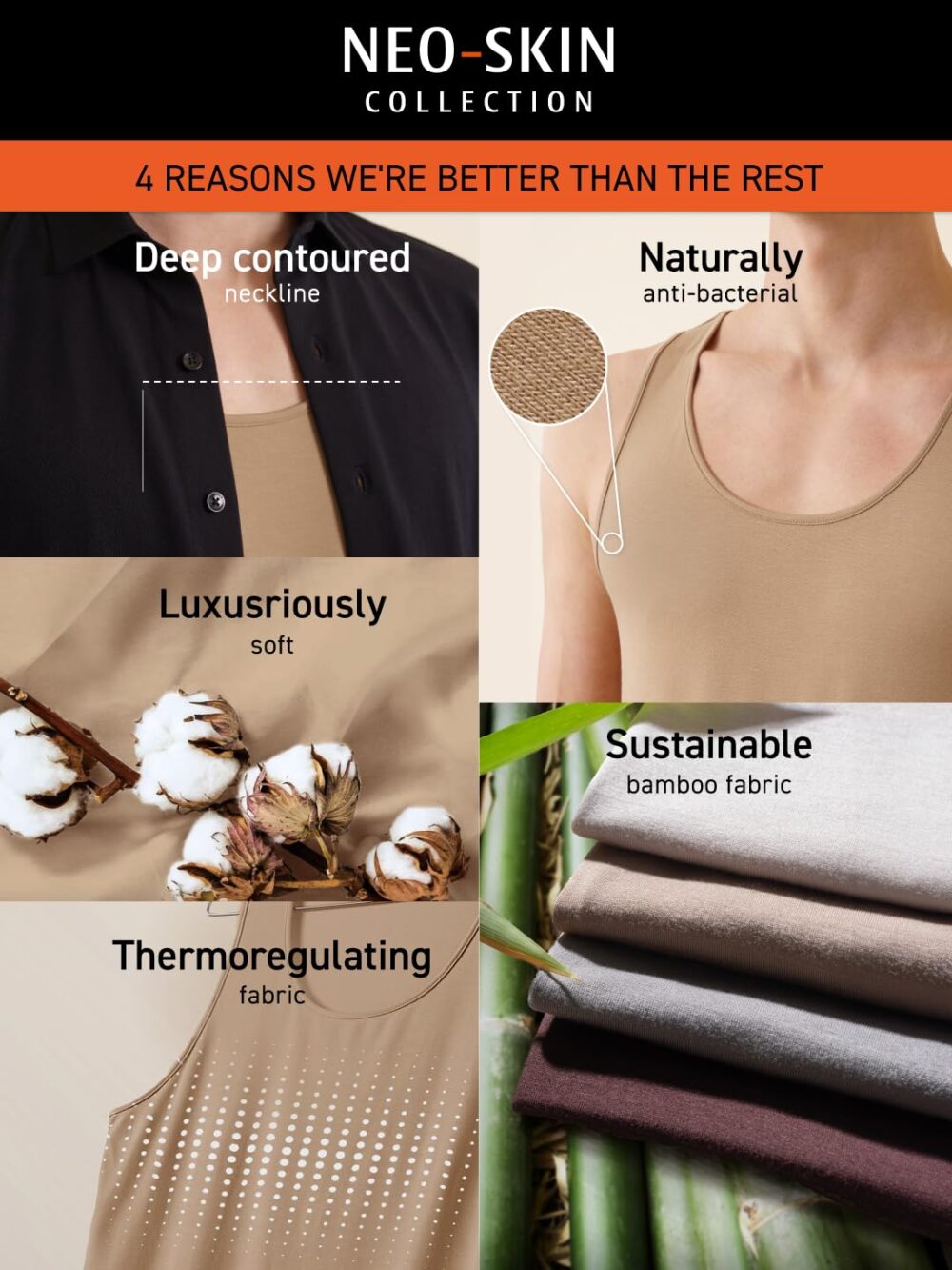 DAMENSCH Neo-Skin Round Neck Vest, Anti-Bacterial, Thermoregulating, Bamboo Spandex Shape Retaining Baniyan for Man, Soft and Sustainable Inner for Men-Bitter Chocolate-L - Image 7