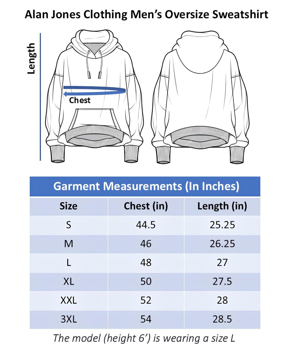 Alan Jones Clothing Men's Cotton Blend Hooded Loose Fit Oversize Hoodie (Grey_Medium) - Image 2