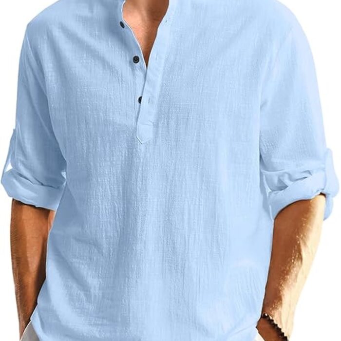 Bellstone Men's Solid Regular Fit Shirt (KURTA1600_Sky Blue_L