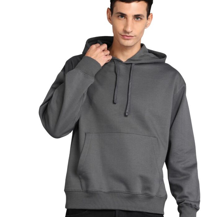 Alan Jones Clothing Men's Cotton Blend Hooded Neck Loose Oversize Hoodie (Anthracite Grey_XL)