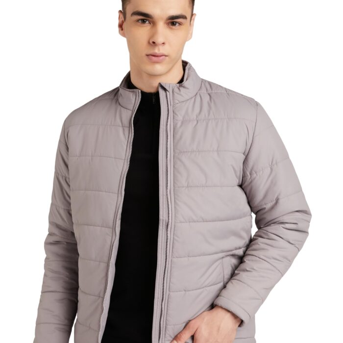 Amazon Brand - Symbol Men's Solid Full Sleeves Regular Fit Bomber Standard Length Jacket (AZ-TR-AW03_Stone Grey_M)