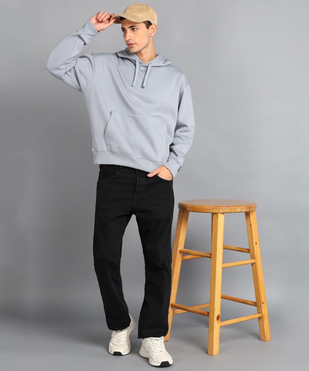 Alan Jones Clothing Men's Cotton Blend Hooded Loose Fit Oversize Hoodie (Grey_Medium) - Image 7