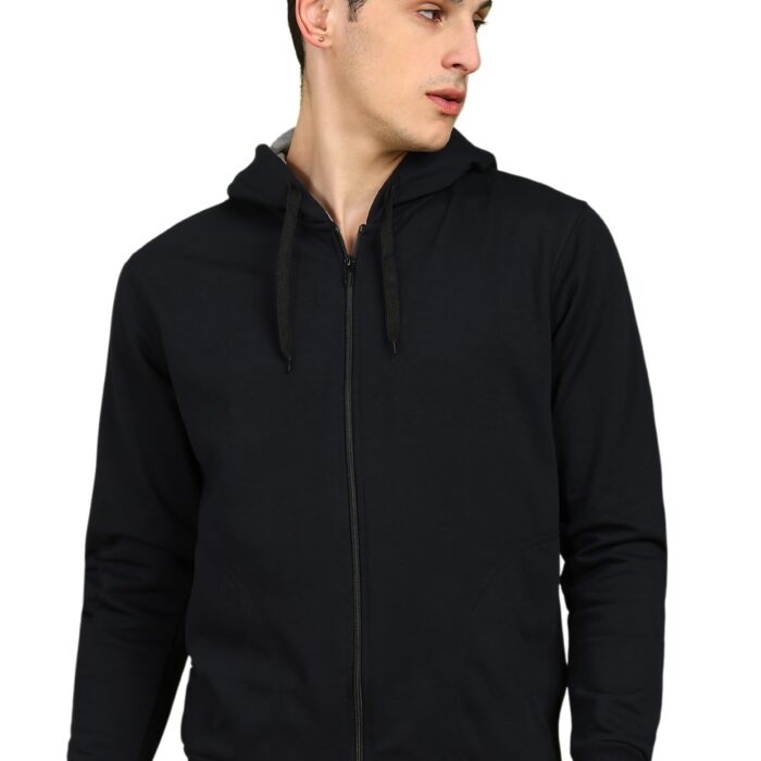 Alan Jones Clothing Men’s Solid Zipper Hooded Sweatshirt | Ribbed Hem, Lined Hood, Side Pockets, Durable Zip | Sizes S to 5XL | Multiple Colors (Navy_4XL)