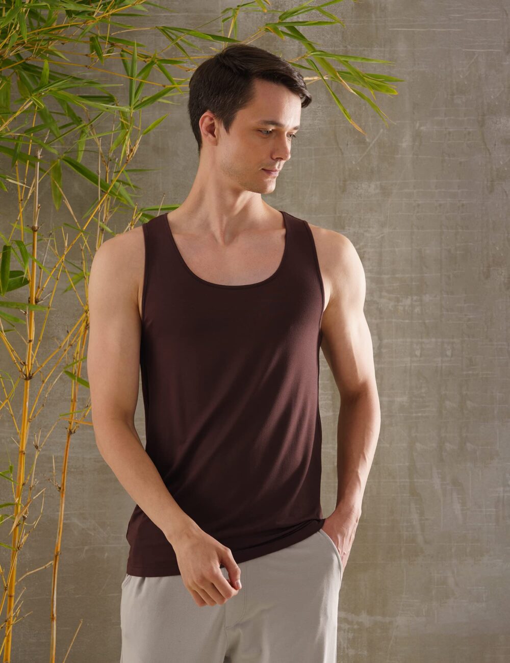 DAMENSCH Neo-Skin Round Neck Vest, Anti-Bacterial, Thermoregulating, Bamboo Spandex Shape Retaining Baniyan for Man, Soft and Sustainable Inner for Men-Bitter Chocolate-L - Image 4