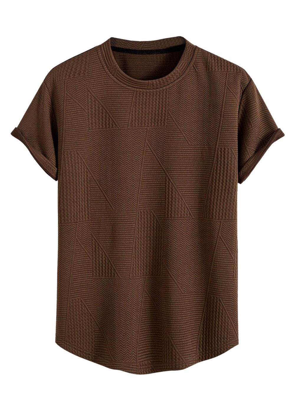 GRECIILOOKS T Shirt for Men Cotton | Textured Oversized Fit Man t-Shirt | Round Neck Half Sleeve Men t-Shirt's Brown