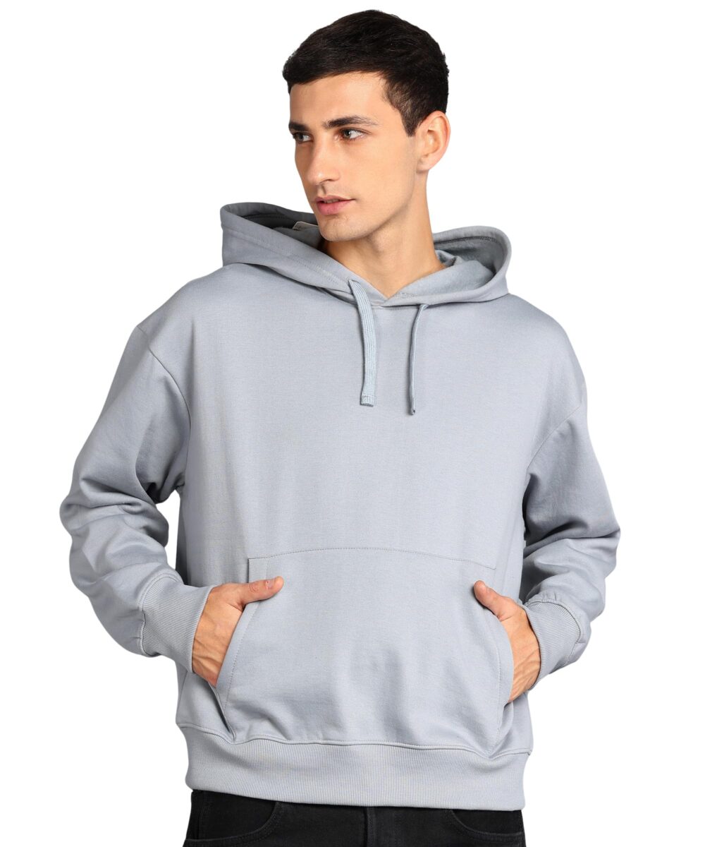 Alan Jones Clothing Men's Cotton Blend Hooded Loose Fit Oversize Hoodie (Grey_Medium)