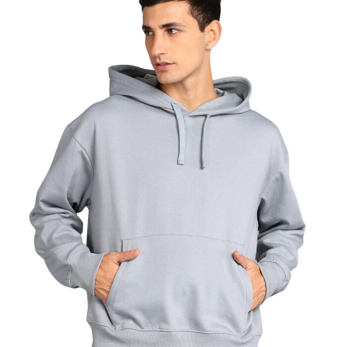 Alan Jones Clothing Men's Cotton Blend Hooded Loose Fit Oversize Hoodie (Grey_Medium)